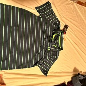 Under Armour Men's Polo Shirt with Navy and Lime Stripes
